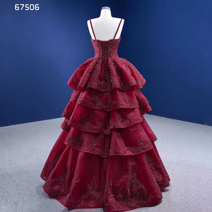 Rsm67506 <b>Red</b> Wedding Dress and Size Ladies Dresses Suspended Embroidered Cake Skirt Evening Dress - Product Image 3
