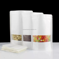 Doypack kraft type de fenêtre sac en papier kraft blanc feuille d'aluminium à l'intérieur zip lock stand up sachets pour date noix snacks emballage