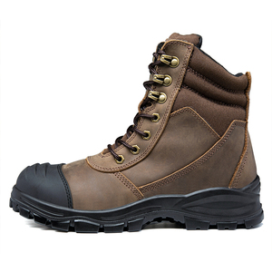 DSF55 Brown Leather Safety <b>Boots</b> Waterproof Outdoor Work <b>Boot</b> <b>Men</b> Ankle <b>High</b> Lace-Up Heavy Duty Sole work shoes - Product Image 6