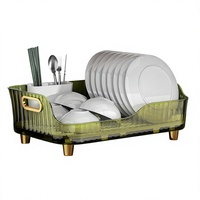 Organisateur d'ustensiles de cuisine en plastique pour évier avec égouttoir et boîte de rangement de comptoir pour bols et assiettes – Design moderne et minimaliste