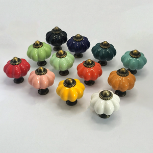 XIAOFEI Vintage Cabinetry Pumpkin Drawer Handles Home Decor Single-hole Zinc Alloy &amp; Ceramic Handle <strong>Knob</strong> - Product Image 2