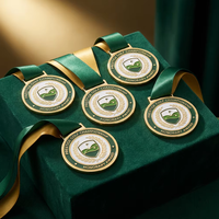 Fournisseurs de médailles personnalisées, médailles de golf de luxe en émail imitation, médailles de prestige en alliage de zinc pour tournois de golf avec ruban