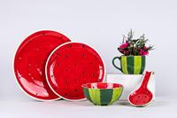 Vente en gros service de table melon d'eau simplicité créative peinte à la main vente chaude assiette en céramique de fruits