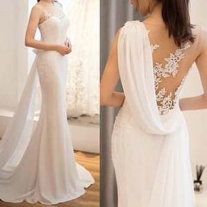 S332 2024 невесты Vestido De Noiva белое кружевное бальное платье с открытой спиной Русалка Свадебные платья - Product Image 3