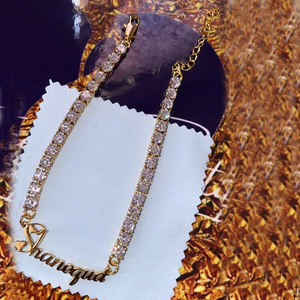 Collier et <span class=keywords><strong>bracelet</strong></span> personnalisés en argent et or 18 carats pour enfants, plaque de nom personnalisée - Product Image 4