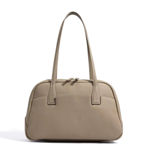 Sac de bowling en cuir de vachette pleine fleur gris éléphant, grande capacité, sac de travail à bandoulière et à main, personnalisation OEM - Product Image 1