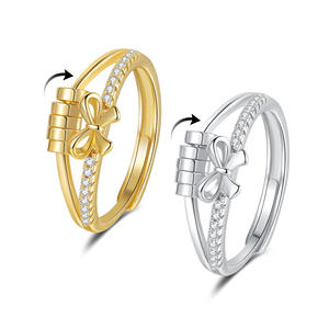 <span class=keywords><strong>Anillo</strong></span> Giratorio <span class=keywords><strong>de</strong></span> Diseño Original para Aliviar la Ansiedad para Mujer, Cuentas Giratorias <span class=keywords><strong>de</strong></span> la Suerte, Banda Abierta, Aleación Hipoalergénica para Uso Diario - Product Image 2