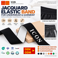 Bande élastique jacquard GOTS OEKO TEX en polyester, épaisse, colorée, personnalisée, tissée à plat, pour sous-vêtements