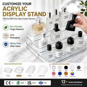 Support de présentation en acrylique transparent à trois niveaux pour parfums, cosmétiques et figurines d'<span class=keywords><strong>action</strong></span>, organisateur de bureau pour la coiffeuse de chambre - Product Image 5