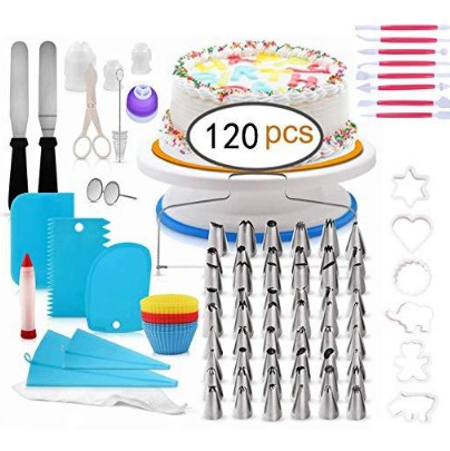 Wholesale Rotating Cake Decorating Supplies kit including turntable set Cake making Tools with Pastry Bag