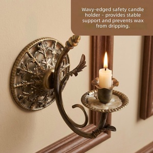 Applique Murale Rétro Européenne, Porte-Bougie Métallique pour Hall d'Entrée, Chandelier Antique Mural pour Couloir, Décoration Murale en Fer pour <span class=keywords><strong>la</strong></span> Maison - Product Image 3
