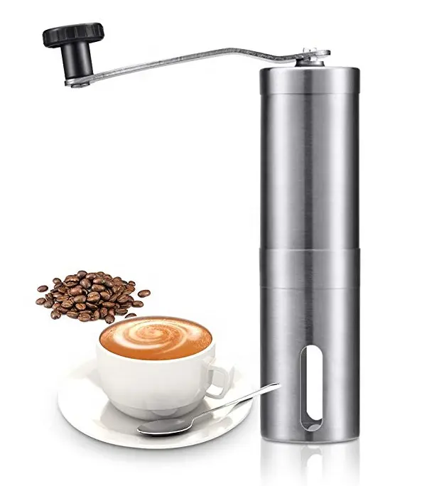 수동 커피 그라인더 세라믹 조정 가능한 손잡이 설정 스테인레스 스틸 커피 그라인더 휴대용 핸드 커피 콩 밀