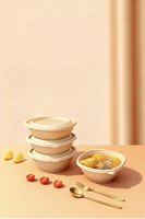 Bol alimentaire jetable personnalisé résistant à la chaleur, sans BPA, écologique, biodégradable, en bambou + PP, compatible micro-ondes, 500 ml, 800 ml, avec couvercle