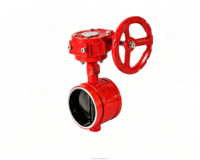 Vanne papillon rainurée DN65-DN300 PN16 en fonte ductile à commande par vis sans fin pour système d'alimentation en eau de protection incendie