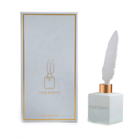 Diffuseur de parfum d'ambiance en verre blanc mat de 150 ml avec plumes en céramique