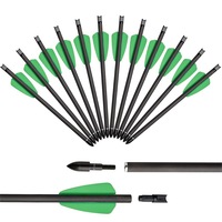 Court 18 cm pur carbone tir à l'arc flèche tête large pointe en acier plastique plume accessoires pour arbalète tir chasse
