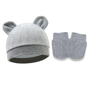 Ensemble 2 pièces bonnet uni et <span class=keywords><strong>gants</strong></span> anti-rayures avec oreilles <span class=keywords><strong>de</strong></span> <span class=keywords><strong>Mickey</strong></span> pour nouveau-né 0-3 mois – Chaud et transfrontalier - Product Image 3