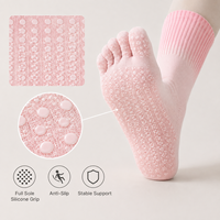 Chaussettes de yoga antidérapantes à cinq doigts pour femmes, chaussettes de pilates professionnelles pour l'entraînement et le fitness