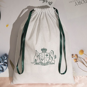 Eco-Friendly Large <b>White</b> Cotton Shoe Underwear Storage Packaging Drawstring Pouch Custom Logo Muslin Cotton Dust <b>Bag</b> for <b>Bags</b> - Product Image 5