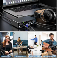 Interfaz de Audio de estudio profesional OEM de fábrica 2 en 2 salidas Mezclador de Audio USB Grabación Podcast Tarjeta de sonido de grabación