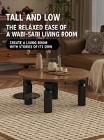 Ensemble de tables basses en noyer foncé écologiques et durables, design moderne minimaliste pour salon, bureau et zone de réception