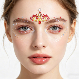 Autocollants en <span class=keywords><strong>strass</strong></span> vintage rouge or, autocollants décoratifs sans colle pour le <span class=keywords><strong>visage</strong></span>, cristaux pour festival de musique, fête, maquillage de scène - Product Image 5