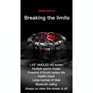 Montre intelligente HK87 toujours allumée, déverrouillage par mot de passe, surveillance de la fréquence cardiaque, surveillance des calories, NFC - Product Image 1