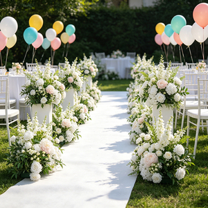 Promotion : Chemin de table floral pour mariage, roses blanches pour allée, fleurs en soie pour allée - Product Image 2