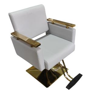 Salon de beauté et de coiffure, équipement et mobilier d'époque pour femmes, chaises de salon de coiffure, chaise de barbier en métal, siège en cuir, acier - Product Image 4