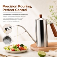 Distributeur d'huile en acier inoxydable 304 avec logo personnalisé, bec anti-goutte, 500/700/1000 ml, avec poignée en noyer, pour la vente en gros et les cadeaux
