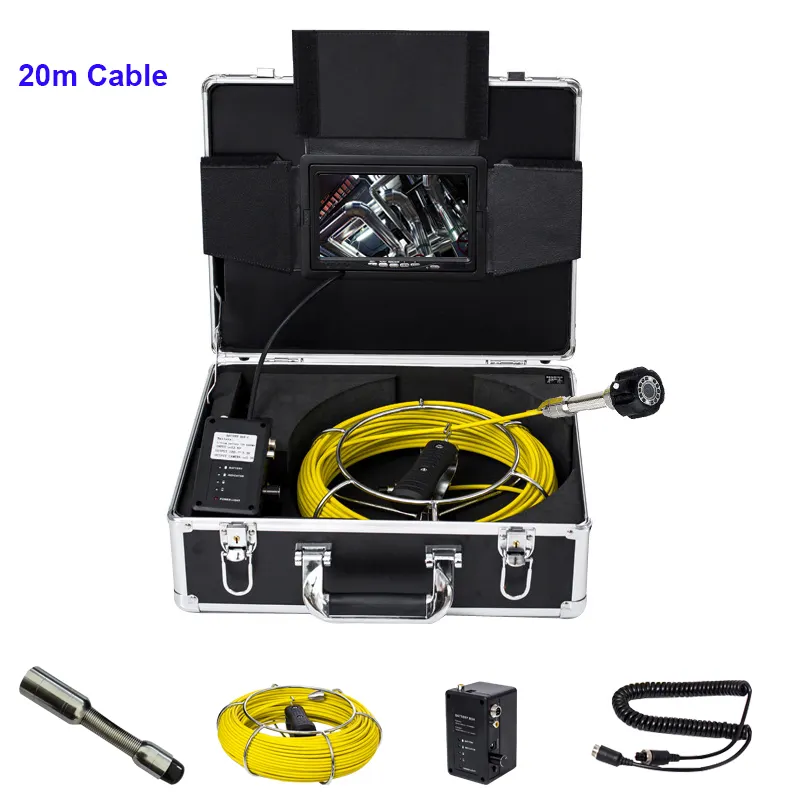 Push Rod 20M Fiberglass Cable Wall Drain Sewer Pipe Inspection Camera System 7 "LCD Monitor With 23MM Camera Head