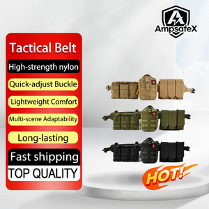 Cinturón Táctico Resistente AmpsafeX para Hombre, Corte Láser Molle, Hebilla de Aleación de Liberación Rápida, Tela de Nailon Negra Duradera para Caza y Senderismo - Product Image 1