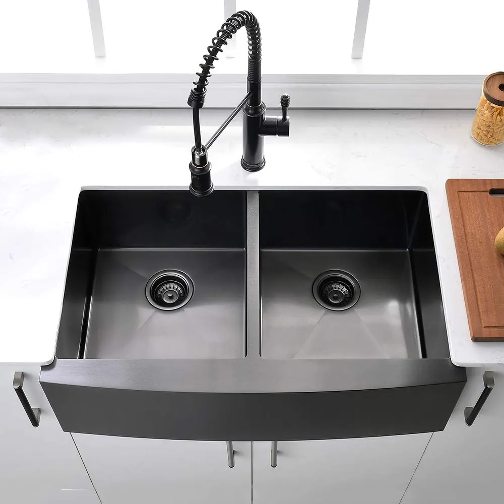 Best Quality Promotional Style 33in dual basin Farm Sinks Bathroom Apron Front Kitchen Sink With USA Free Shipping