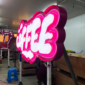 Personalizzazione del logo pubblicitario con logo pubblicitario luminoso da pavimento a soffitto della caffetteria grande pubblicità da esterno - Product Image 4