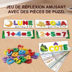 Cartes d'apprentissage en bois pour l'orthographe des mots, la lecture des lettres et les calculs mathématiques – Matériel pédagogique pour la maternelle et l'entraînement des compétences - Product Image 2