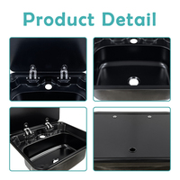 Fregadero para RV, Fregadero de Acero Inoxidable SUS304 Negro Nano Impermeable para Conversión de Furgonetas Sprinter Transit, Lavabo Marino para RV JDA