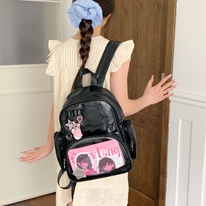 Mochila Ita Personalizada Estilo Lolita Kawaii Anime Escolar con Diseño de Bolsillo Transparente, Adorno de Lazo con Estrella en Relieve y Espacio para Exhibición de Pins - Product Image 4