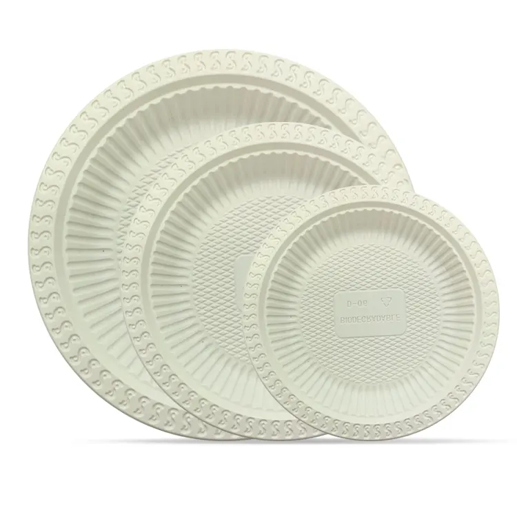 Vaisselle écologique en fécule de maïs assiette ronde assiette biodégradable assiette en fécule de maïs pour fête à usage unique