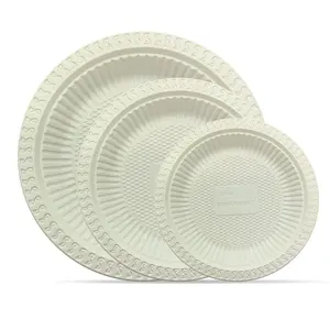 Eco-Friendly Cornstarch Tableware Round Plate Biodegradable Food Plate Cornstarch Plate For Party One-use