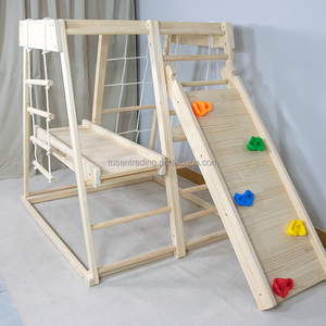 Gimnasio de Juegos de Madera para Interiores con Rocas y Cuerdas para Niños - Product Image 1