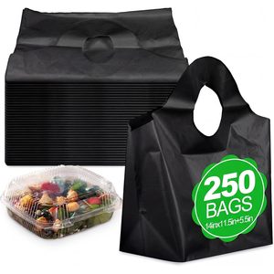   Bolsas de Plástico Negras para Llevar Comida, 14in x 11.5in + 5.5in, Base Cuadrada Resistente, Reutilizables para Empacar, Almacenar y Cocinar - Product Image 1
