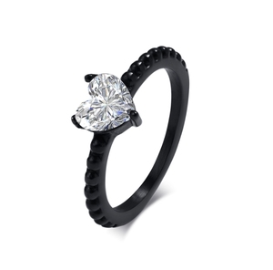 2024 mujeres hombres pareja anillos negro Acero inoxidable corazón circón anillos de boda para el Día de San Valentín <span class=keywords><strong>anillo</strong></span> de compromiso conjunto joyería - Product Image 4