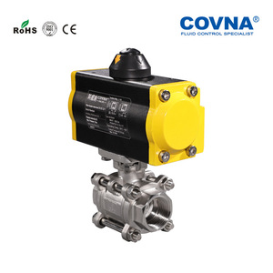 วาล์วบอลนิวเมติกแบบสามชิ้น Covna ขนาด 15-50 มม. เกลียวใน สแตนเลส ชนิดซีลนุ่ม สำหรับน้ำ น้ำมัน ไอน้ำ - Product Image 3