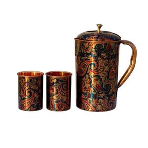 Handmade Designer Pure Copper Water Glass and Jug Setmodern Unique Classic Stylish Decorative Honeycomb Design - Product Image 4