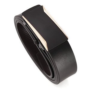Genuine Leather Men's Belt Cowhide Steel Buckle Rectangular Formal Style Durable Business Use - Product Image 3