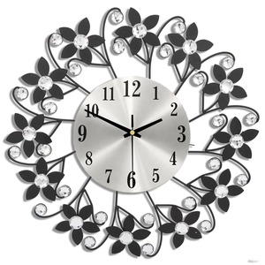 <b>Gold</b> Sunburst Wall <b>Clock</b> Decorative Metal Hanging <b>Clock</b> Rhinestone Accent Timepiece for Living Room Entryway - Product Image 6