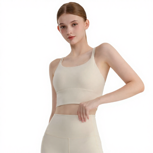 Soutien-gorge de sport léger, respirant et imperméable pour femme, avec rembourrage en U, dos nageur et fines bretelles, couleur nude, idéal pour le yoga - Product Image 3