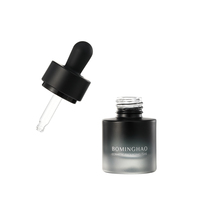 Emballage de luxe pour soins de la peau en verre givré vert noir, flacon compte-gouttes en verre pour sérum d'huile essentielle 30 ml