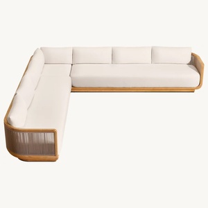 Conjunto de Sofás Modernos de Madera de Teca <span class=keywords><strong>para</strong></span> Exteriores, Cojines Impermeables Ecológicos de Secado Rápido <span class=keywords><strong>para</strong></span> Jardín, Playa, Villa, Muebles de Patio - Product Image 5