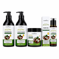 Ensemble capillaire sans sulfate ni parabène, 4 pièces, soin capillaire à l'huile de noix de coco naturelle pour cuir chevelu sensible
